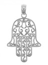 14K White Gold Hamesh Hand Pendant And Earrings Set