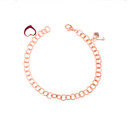 Rose Gold Heart Lock & Keychain Love Charm Oval Chain Link Bracelet