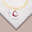 Yellow Gold Enamel Heart Charm Round Rope Chain Link Bracelet with measurements