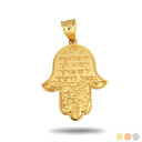 Gold Hamsa Hand Jewish Star of David Pendant