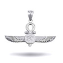 .925 Sterling Silver Egyptian Ankh Cross Eye Of Horus Wedjat Winged Goddess Isis Protection Pendant