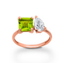Rose Gold Custom Toi et Moi Pear & Princess Cut Birthstone Engagement Ring