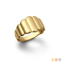 Gold Flat Dome Ribbed Cocktail Party Statement Ring
