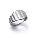 .925 Sterling Silver Flat Dome Ribbed Cocktail Party Statement Ring