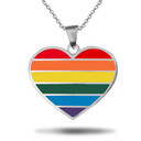 .925 Sterling Silver Pride Heart Enamel Pendant Necklace