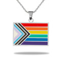 White Gold Pride Flag Enamel Pendant Necklace