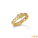 Gold Heart Cuban Chain Link Love Ring