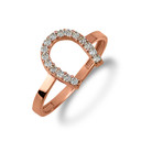Rose Gold Diamond Horseshoe Lucky Ring
