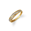Yellow Gold His and Hers Engagement Ring and Wedding Band Set with Cubic Zirconia