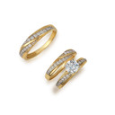 Gold His and Hers Engagement Ring and Wedding Band Set with Cubic Zirconia