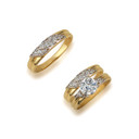 Yellow Gold His & Hers Wedding Band and Engagement Promise Ring Set