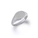 White Gold Rectangle Striped Signet Ring