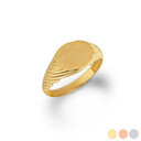 Gold Rectangle Striped Signet Ring