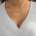 Gold Personalized Infinity Mom Birthstone Mother's Necklace on female model