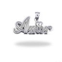.925 Sterling Silver "Amor" Love Script Pendant Necklace
