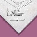.925 Sterling Silver "Amor" Love Script Pendant Necklace with measurements