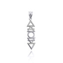 White Gold 4 Elements Earth, Air, Water, Fire Symbols Charm Pendant