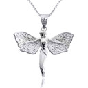 Silver Mystical Fairy Angel Wings Charm Pendant Necklace