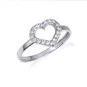 .925 Sterling Silver CZ Heart Outline Ring