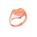 Rose Gold Mom Heart Mother's Love Signet Ring