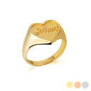 Yellow Gold Mom Heart Mother's Love Signet Ring