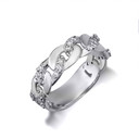 White Gold CZ Cuban Link Chain Ring  (5.5mm) on Male model