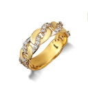 Gold CZ Cuban Link Chain Ring  (5.5mm) (Available in Yellow/Rose/White Gold)