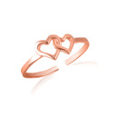 Rose Gold Double Heart Toe Ring