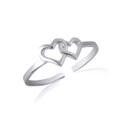 White Gold Double Heart Toe Ring