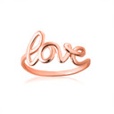 Rose Gold Love Cursive Script Ring