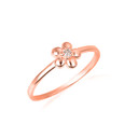 Rose Gold Diamond Daisy Flower Petal Ring