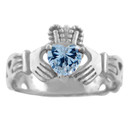 Silver Claddagh Trinity Band with Birthstone CZ Heart Rings