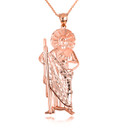 Rose Gold Large Saint Jude Patron Saint Of Hope Pendant Necklace