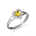 Gold CZ Studded Heart Birthstone Personalized Love Ring (Available in Yellow/Rose/White Gold)