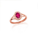 Rose Gold CZ Studded Oval Birthstone Personalized Ring