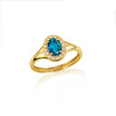 Gold CZ Studded Oval Birthstone Personalized Ring (Available in Yellow/Rose/White Gold)