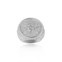 .925 Sterling Silver Freemason Square & Compass Clover Eye Of Protection Wreath Roped Signet Ring