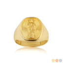 Yellow Gold Illuminated Saint Jude Patron Saint Of Hope Oval Signet Ring