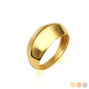 Yellow Gold Crescent Dome Cocktail Party Ring