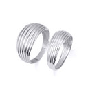 .925 Sterling Silver Ribbed Cocktail Party Striped Band Ring