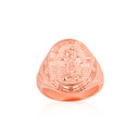 Rose Gold Saint Christopher Patron Saint of Safe Travel Protect Us Oval Signet Ring