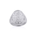 .925 Sterling Silver Saint Christopher Patron Saint of Safe Travel Protect Us Oval Signet Ring