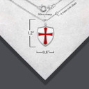 .925 Sterling Silver Medieval Knight Crusader Cross Shield Enamel Pendant Necklace with measurement