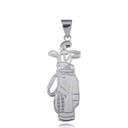 .925 Sterling Silver Golf Bag & Clubs Beaded Sports Pendant