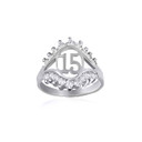 White Gold CZ 15 Anos Quinceanera Ring