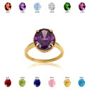 Gold Classic Roped Amethyst Gemstone Love Ring top view