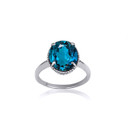 .925 Sterling Silver Classic Roped Blue Topaz Gemstone Love Ring