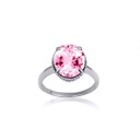 .925 Sterling Silver Classic Roped Pink Gemstone Love Ring