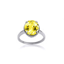 .925 Sterling Silver Classic Roped Citrine Gemstone Love Ring