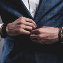 Gold Filigree Sideways Cross Ring (Small) on male model